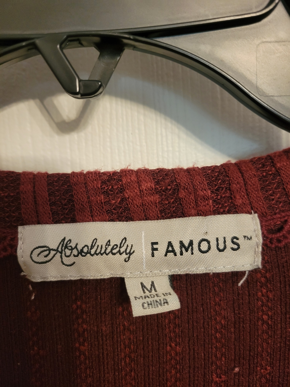 Absolutely Famous Burgundy Ribbed Button-Front Cardigan - Picture 2 of 7